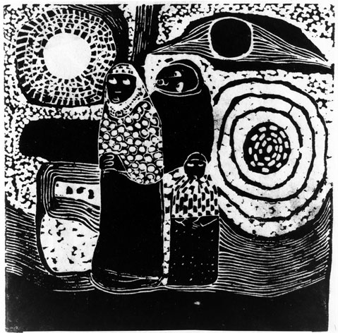 Dan RAKGOATHE "Symbol of Peace and Hope", 1972 - original linocut 10/50 (PELMAMA)