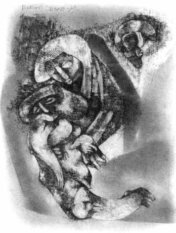 Ezrom LEGAE "Mother & child", 1979 - pencil on paper - 28x 22 cm (PELMAMA)