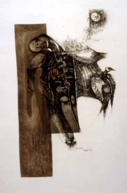 Ezrom LEGAE "Crucifixion Series", 1979 - pencil crayon on paper - 41x 24 cm (PELMAMA)