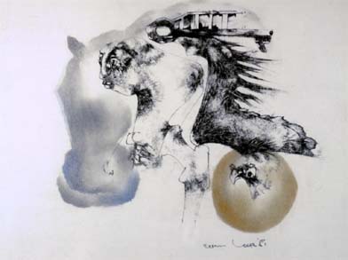 Ezrom LEGAE "Untitled I.", 1981 - pencil crayon on paper - 23x 25 cm (PELMAMA)