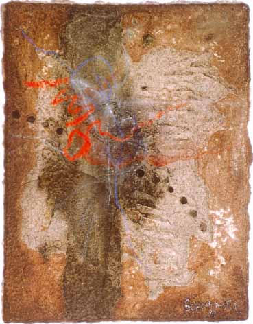Fred SCHIMMEL "DIS", 1987 - mixed media on hand-made paper - 66x52 cm (PELMAMA)