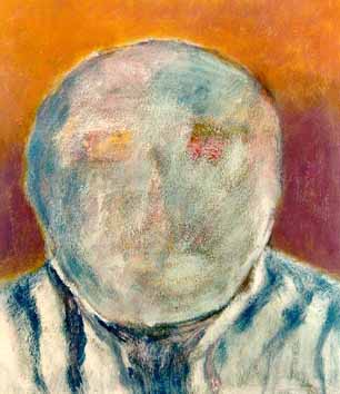 Herman Van NAZARETH "Head in Blue", 1968 - acrylic/board - 69x60 cm (PELMAMA)