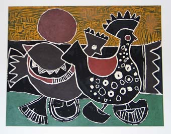 Lucky SIBIYA "Sunrise", 1973 - colour linocut - 15/30 - 50.5x 65 cm