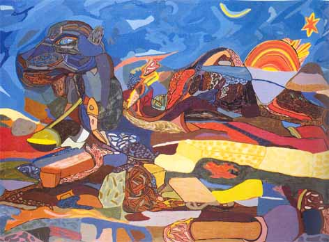 Richard MABASO "Sunset over Camel", 1985 - oil on board - 56x77 cm (PELMAMA - Agranat Bequest)