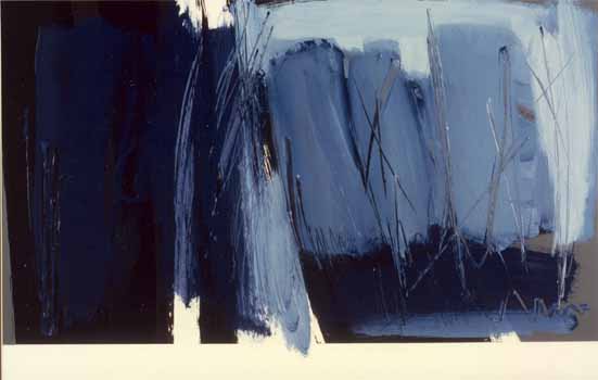 Nico VAN RENSBURG "Landscape in Blue", 1980 - acrylic on paper - 47x75 cm (PELMAMA)