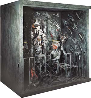 Norman CATHERINE "The last remains of another man", 1988 (original work - side view) - mixed media - 200 cm high (destroyed by artist)  Norman CATHERINE