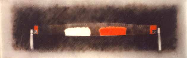 Karel NEL "London Series: Saw B State", 1978/79 - crayon on handmade paper - 80x257 cm (PELMAMA) THF